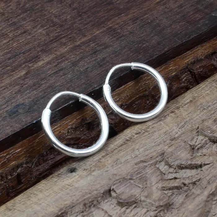 Earrings Karizma Jewels Simple plain ring Sterling Silver Earrings Small hinged Hoop for Girls Pair Earrings Karizma Jewels Simple plain ring Sterling Silver Earrings Small hinged Hoop for Girls Pair