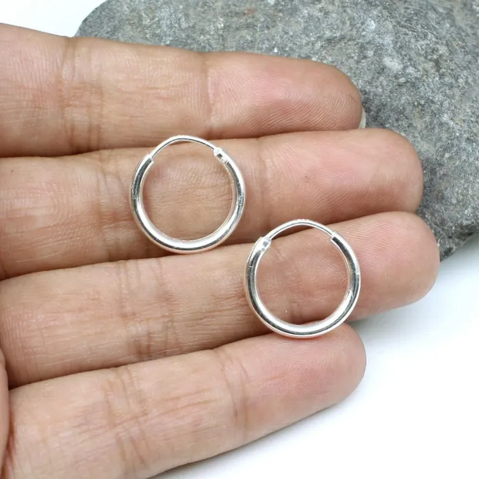 Earrings Karizma Jewels Simple plain ring Sterling Silver Earrings Small hinged Hoop for Girls Pair Earrings Karizma Jewels Simple plain ring Sterling Silver Earrings Small hinged Hoop for Girls Pair