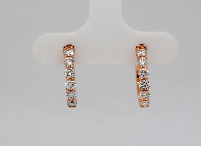 Earrings SUNRISE JEWELRY MFG CORP 14KR 58 Cttw Diamond Small Hoop Earrings Earrings SUNRISE JEWELRY MFG CORP 14KR 58 Cttw Diamond Small Hoop Earrings