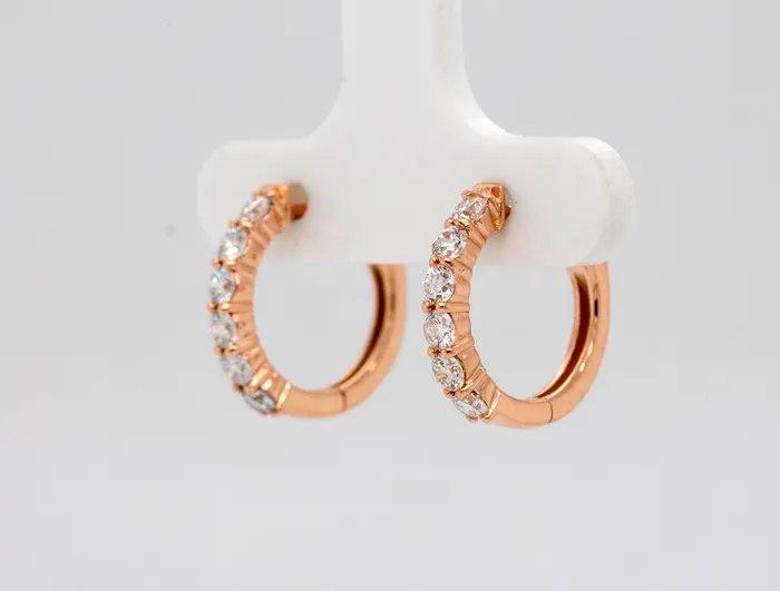 Earrings SUNRISE JEWELRY MFG CORP 14KR 58 Cttw Diamond Small Hoop Earrings
