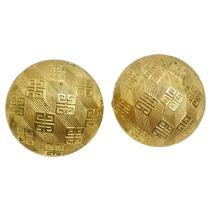 Earrings Vintage by Misty Givenchy 1980s Gold Plated Monogram Clip On Earrings Earrings Vintage by Misty Givenchy 1980s Gold Plated Monogram Clip On Earrings