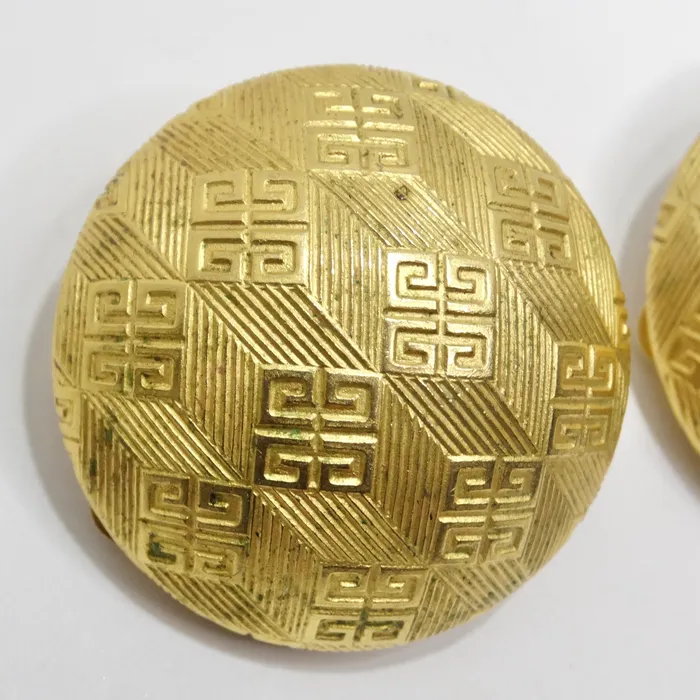 Earrings Vintage by Misty Givenchy 1980s Gold Plated Monogram Clip On Earrings