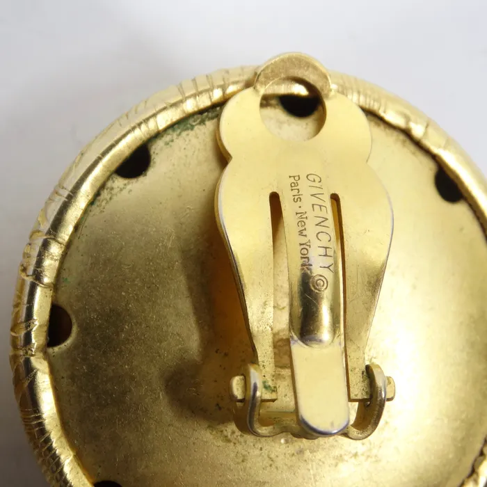 Earrings Vintage by Misty Givenchy 1980s Gold Plated Monogram Clip On Earrings