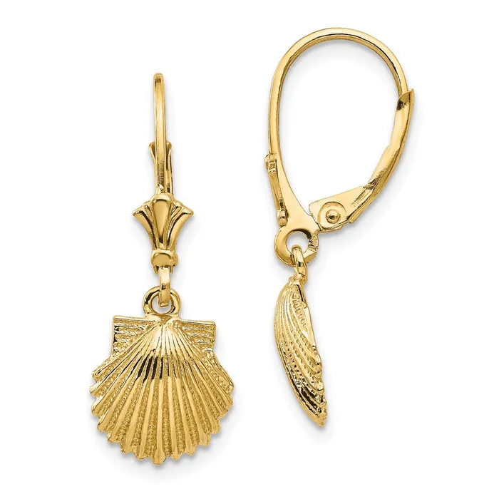 Earrings WB Choice Jewelry 14K Scallop Shell Leverback EarringsWBCK4459