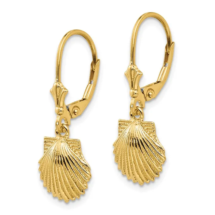 Earrings WB Choice Jewelry 14K Scallop Shell Leverback EarringsWBCK4459 Earrings WB Choice Jewelry 14K Scallop Shell Leverback EarringsWBCK4459