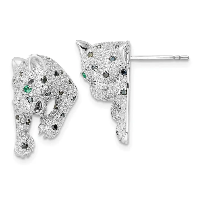 Earrings WB Choice Jewelry Sterling Silver Rhodiumplated Polished CZ Cheetah Post EarringsWBCQE16503 Earrings WB Choice Jewelry Sterling Silver Rhodiumplated Polished CZ Cheetah Post EarringsWBCQE16503