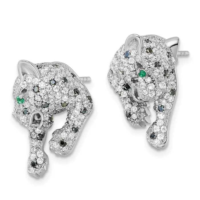 Earrings WB Choice Jewelry Sterling Silver Rhodiumplated Polished CZ Cheetah Post EarringsWBCQE16503 Earrings WB Choice Jewelry Sterling Silver Rhodiumplated Polished CZ Cheetah Post EarringsWBCQE16503