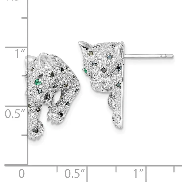 Earrings WB Choice Jewelry Sterling Silver Rhodiumplated Polished CZ Cheetah Post EarringsWBCQE16503 Earrings WB Choice Jewelry Sterling Silver Rhodiumplated Polished CZ Cheetah Post EarringsWBCQE16503