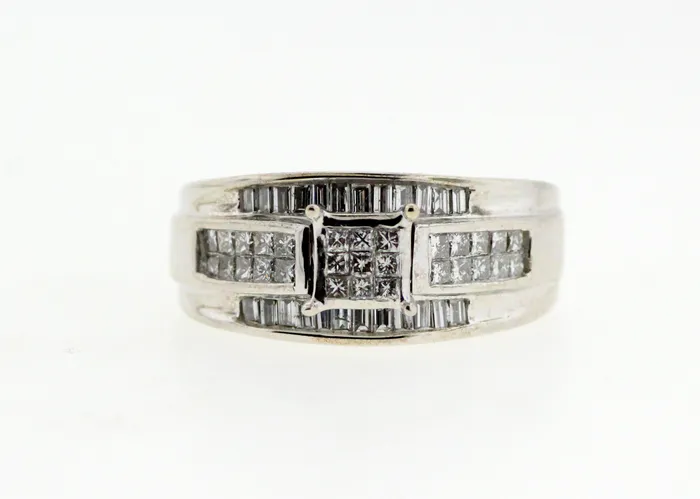 FULLERS PURCHASE FROM PUBLIC Rings Estate 14KW 100 Cttw Diamond Invisible Set Engagement Ring HI SI1 FULLERS PURCHASE FROM PUBLIC Rings Estate 14KW 100 Cttw Diamond Invisible Set Engagement Ring HI SI1