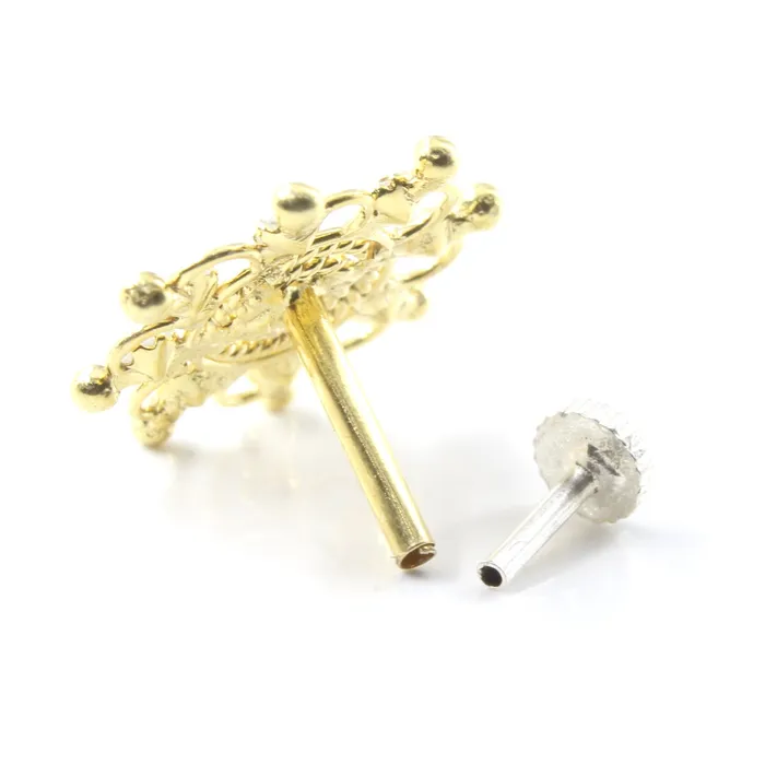 Karizma Jewels Earrings Big Wheel Style Real Sterling Silver CZ Women Nose Stud Push Pin