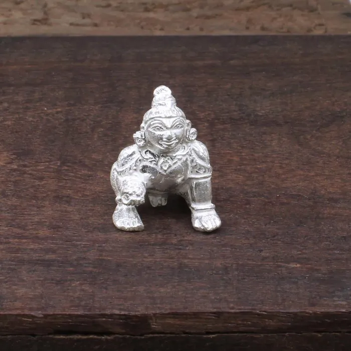 Karizma Jewels Pure solid Silver Bal Krishna Ladoo Gopal Kanha Ji silver idol Solid inside Rings