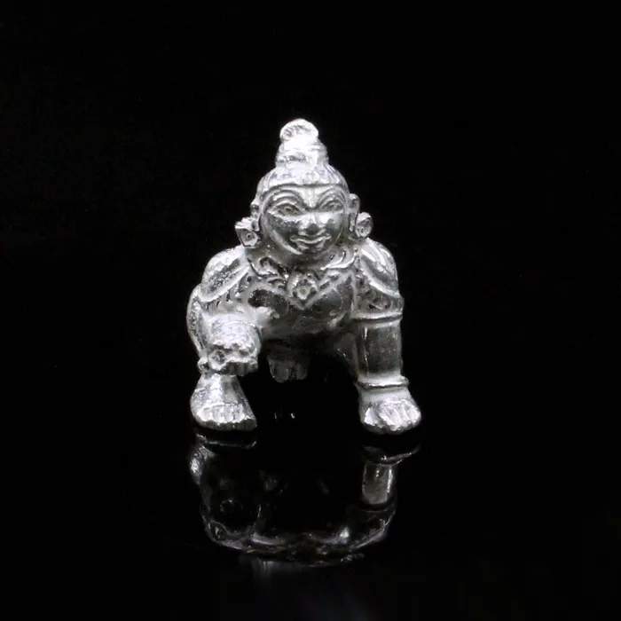 Karizma Jewels Pure solid Silver Bal Krishna Ladoo Gopal Kanha Ji silver idol Solid inside Rings