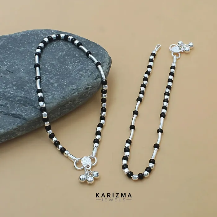 Karizma Jewels Rings Sterling Silver Indian women amazing black beads Anklet Pair 105 Karizma Jewels Rings Sterling Silver Indian women amazing black beads Anklet Pair 105