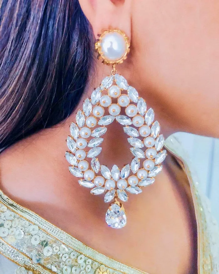 Leaflet Pearl Diamond Earrings PRERTO ECOMMERCE PRIVATE LIMITED Earrings