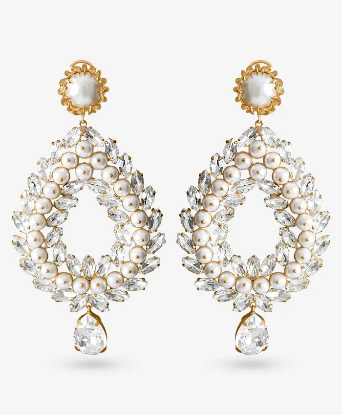 Leaflet Pearl Diamond Earrings PRERTO ECOMMERCE PRIVATE LIMITED Earrings