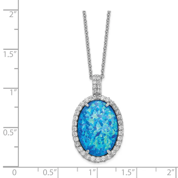 Necklaces Cheryl M SS Rhodium Plated CZ Created Blue Opal 185in NecklaceWBCQCM1399185 WB Choice Jewelry Necklaces Cheryl M SS Rhodium Plated CZ Created Blue Opal 185in NecklaceWBCQCM1399185 WB Choice Jewelry