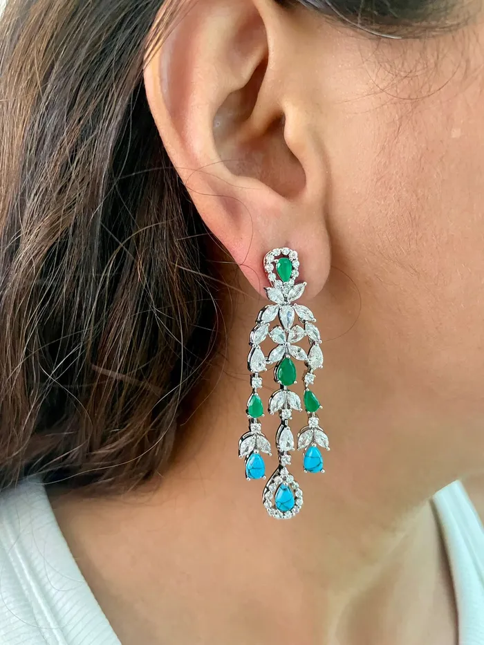 Necklaces Turquoise Drops Emerald Diamond Necklace Set Necklace Earrings PRERTO ECOMMERCE PRIVATE LIMITED