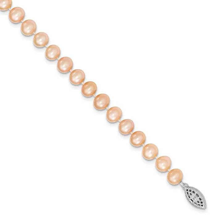 Necklaces WB Choice Jewelry Sterling Silver Rhodplated 67mm Pink FWC Pearl NecklaceWBCQH516620 Necklaces WB Choice Jewelry Sterling Silver Rhodplated 67mm Pink FWC Pearl NecklaceWBCQH516620
