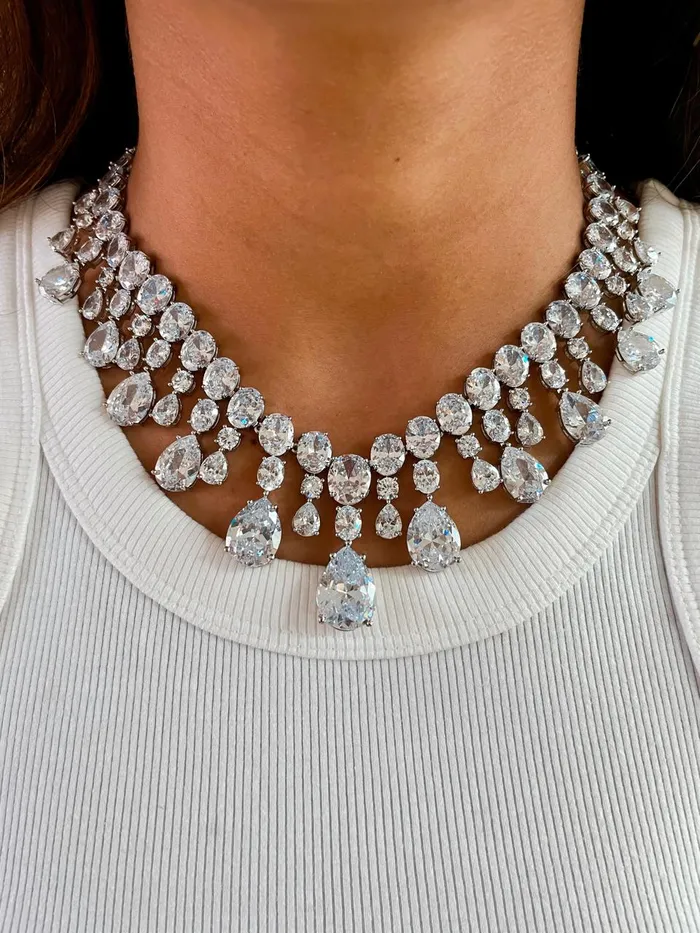 PRERTO ECOMMERCE PRIVATE LIMITED Infinite Orchid Diamond Necklace Set Necklaces PRERTO ECOMMERCE PRIVATE LIMITED Infinite Orchid Diamond Necklace Set Necklaces