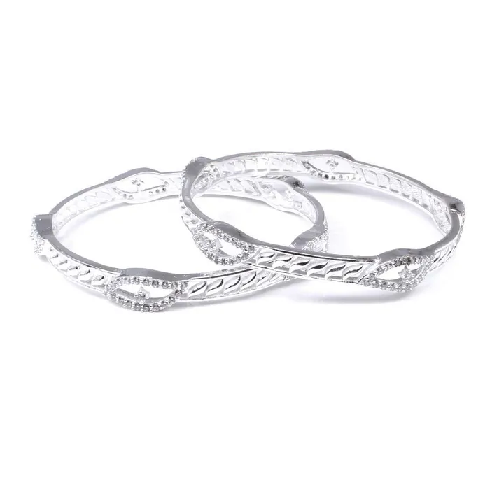 Real Silver White CZ Women Bangles Bracelet 6 CM Pair Karizma Jewels Bracelets