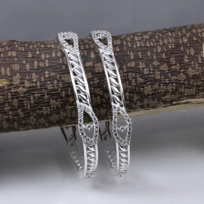 Real Silver White CZ Women Bangles Bracelet 6 CM Pair Karizma Jewels Bracelets