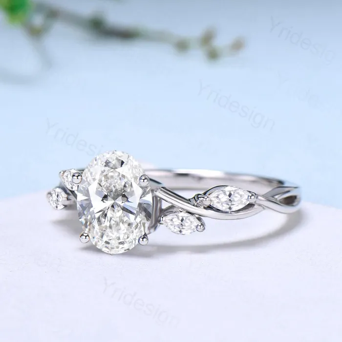 Rings PENFINE Vintage 15 Carat Oval Diamond Engagement Ring Certificate Lab Grown Diamond Engagement Ring Unique Five Stone Marquise Diamond Wedding Gift Rings PENFINE Vintage 15 Carat Oval Diamond Engagement Ring Certificate Lab Grown Diamond Engagement Ring Unique Five Stone Marquise Diamond Wedding Gift