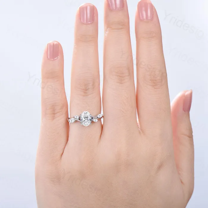 Rings PENFINE Vintage 15 Carat Oval Diamond Engagement Ring Certificate Lab Grown Diamond Engagement Ring Unique Five Stone Marquise Diamond Wedding Gift Rings PENFINE Vintage 15 Carat Oval Diamond Engagement Ring Certificate Lab Grown Diamond Engagement Ring Unique Five Stone Marquise Diamond Wedding Gift