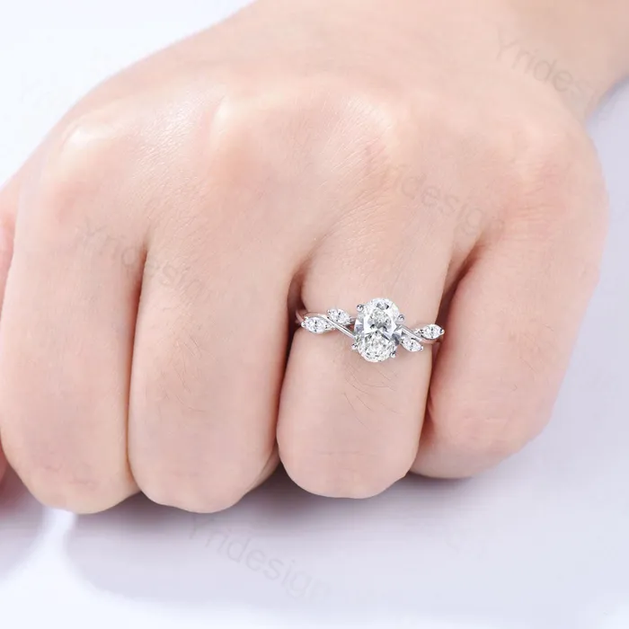 Rings PENFINE Vintage 15 Carat Oval Diamond Engagement Ring Certificate Lab Grown Diamond Engagement Ring Unique Five Stone Marquise Diamond Wedding Gift Rings PENFINE Vintage 15 Carat Oval Diamond Engagement Ring Certificate Lab Grown Diamond Engagement Ring Unique Five Stone Marquise Diamond Wedding Gift