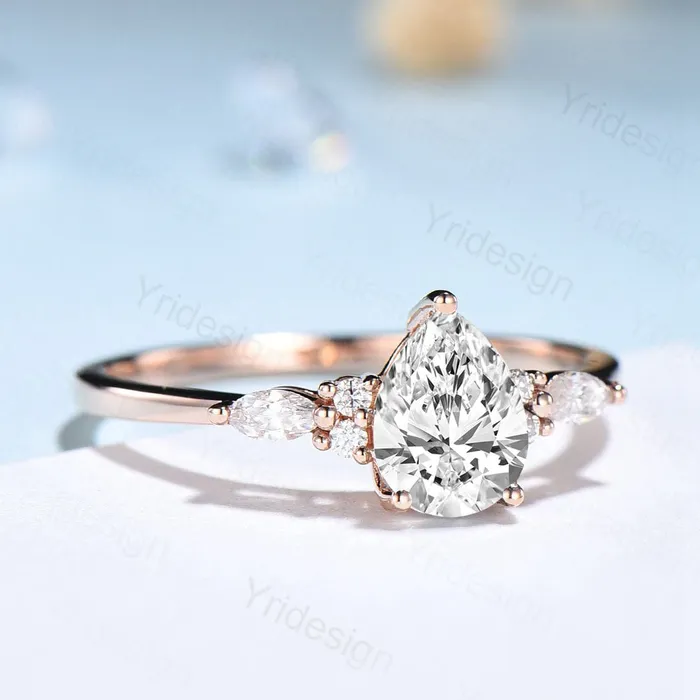 Rings PENFINE VVSD Pear Diamond Engagement Ring Lab Grown Diamond IGI Certificate Engagement Ring Seven Stone Marquise Diamond Wedding Ring Handmade Rings PENFINE VVSD Pear Diamond Engagement Ring Lab Grown Diamond IGI Certificate Engagement Ring Seven Stone Marquise Diamond Wedding Ring Handmade