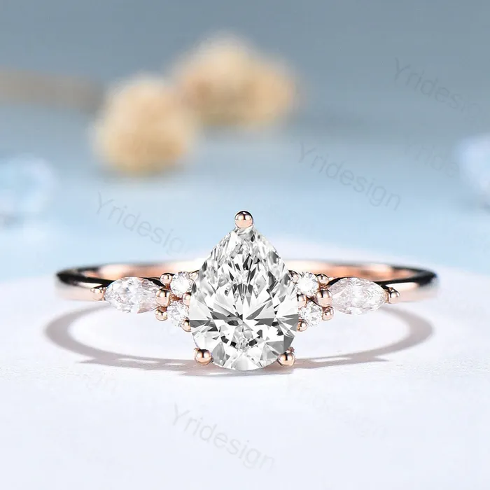 Rings PENFINE VVSD Pear Diamond Engagement Ring Lab Grown Diamond IGI Certificate Engagement Ring Seven Stone Marquise Diamond Wedding Ring Handmade Rings PENFINE VVSD Pear Diamond Engagement Ring Lab Grown Diamond IGI Certificate Engagement Ring Seven Stone Marquise Diamond Wedding Ring Handmade