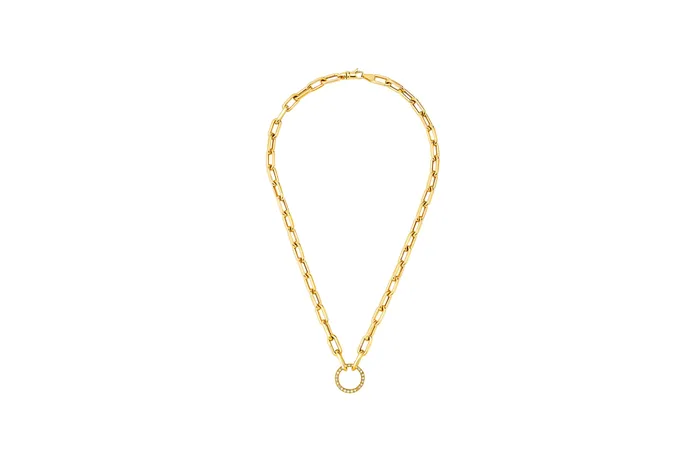 Shylee Rose Jewelry Open Link Chain Necklace with Diamond Charm Ring Holder Necklaces