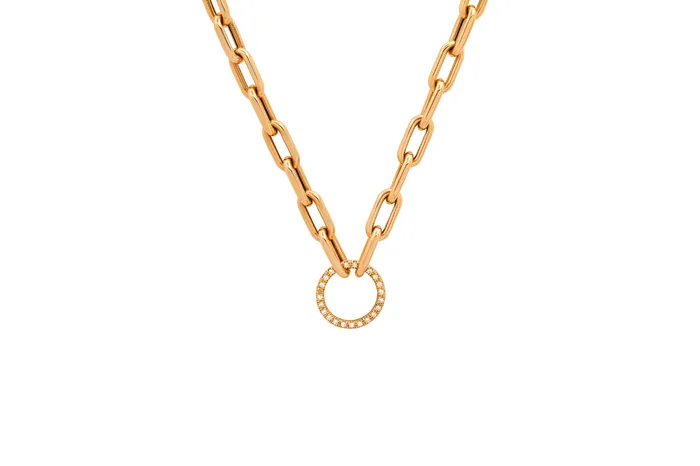 Shylee Rose Jewelry Open Link Chain Necklace with Diamond Charm Ring Holder Necklaces