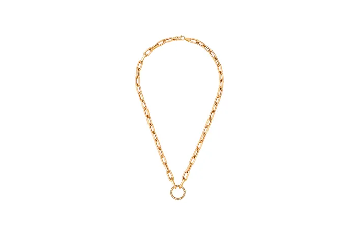 Shylee Rose Jewelry Open Link Chain Necklace with Diamond Charm Ring Holder Necklaces