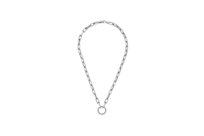 Shylee Rose Jewelry Open Link Chain Necklace with Diamond Charm Ring Holder Necklaces