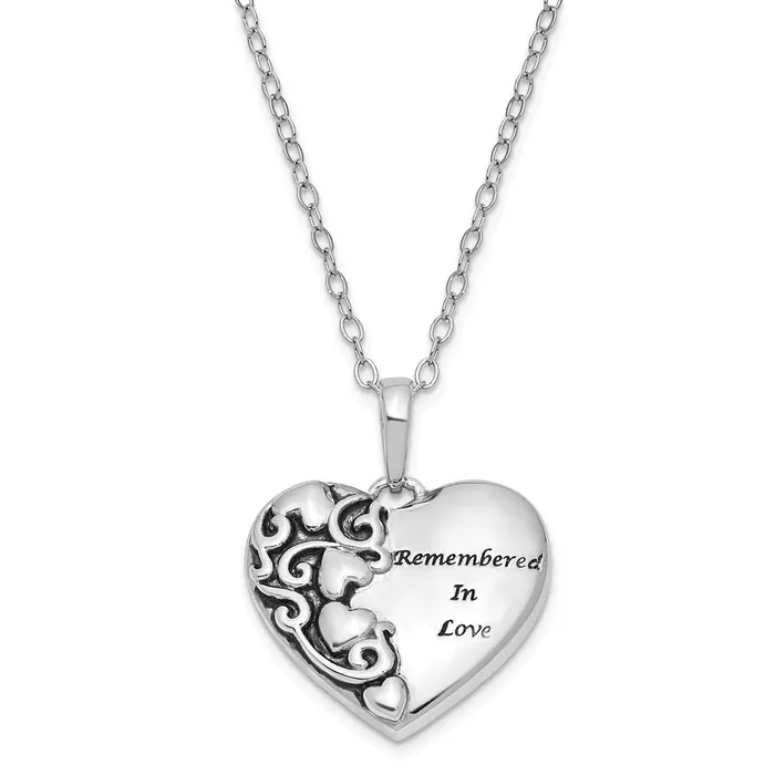 Sterling Silver Antiqued Remembered in Love 18in NecklaceWBCQSX691 WB Choice Jewelry Necklaces Sterling Silver Antiqued Remembered in Love 18in NecklaceWBCQSX691 WB Choice Jewelry Necklaces