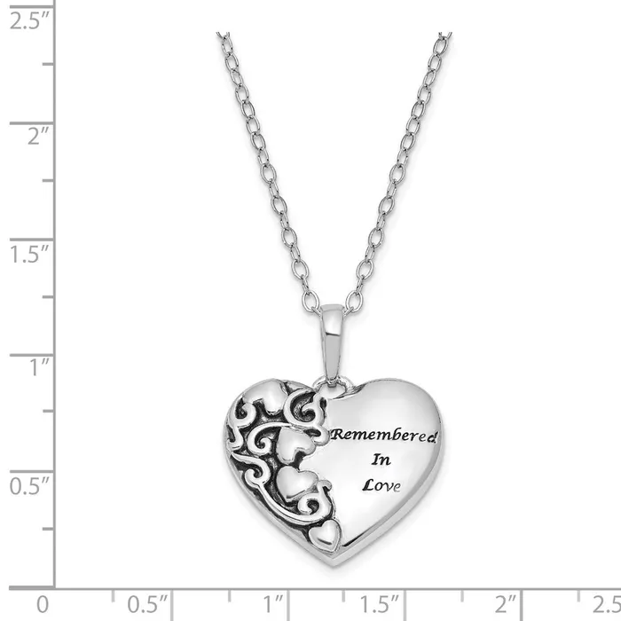 Sterling Silver Antiqued Remembered in Love 18in NecklaceWBCQSX691 WB Choice Jewelry Necklaces