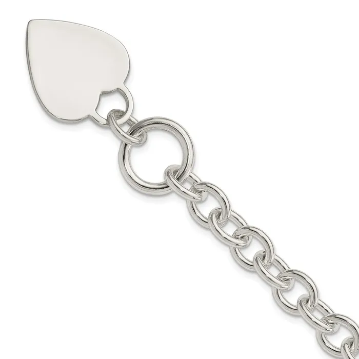 Sterling Silver Engraveable Heart Disc on Fancy Link Toggle BraceletWBCQG1161875 WB Choice Jewelry Bracelets Sterling Silver Engraveable Heart Disc on Fancy Link Toggle BraceletWBCQG1161875 WB Choice Jewelry Bracelets