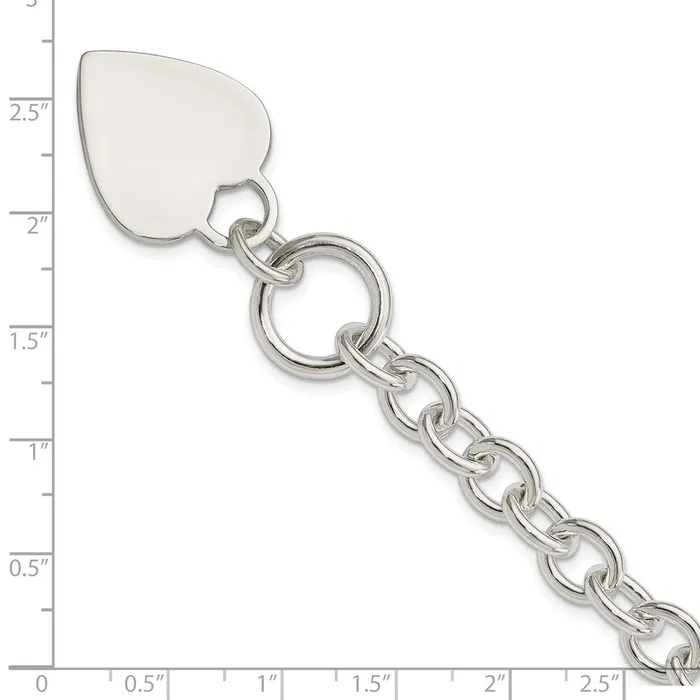 Sterling Silver Engraveable Heart Disc on Fancy Link Toggle BraceletWBCQG1161875 WB Choice Jewelry Bracelets Sterling Silver Engraveable Heart Disc on Fancy Link Toggle BraceletWBCQG1161875 WB Choice Jewelry Bracelets