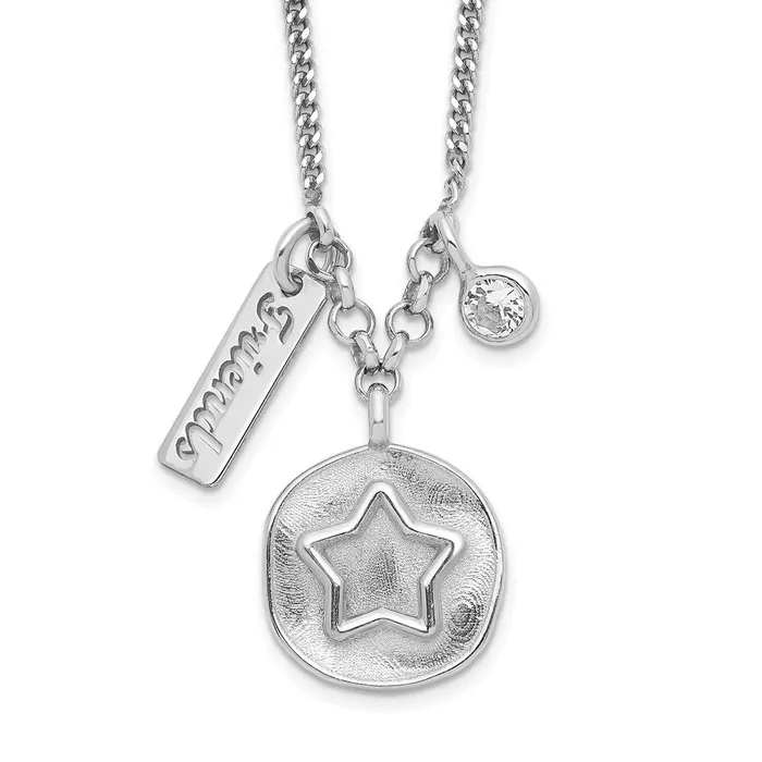 Sterling Silver Rhodiumplated Satin StarFriendsCZ w15in Ext NecklaceWBCQG620616 WB Choice Jewelry Necklaces Sterling Silver Rhodiumplated Satin StarFriendsCZ w15in Ext NecklaceWBCQG620616 WB Choice Jewelry Necklaces