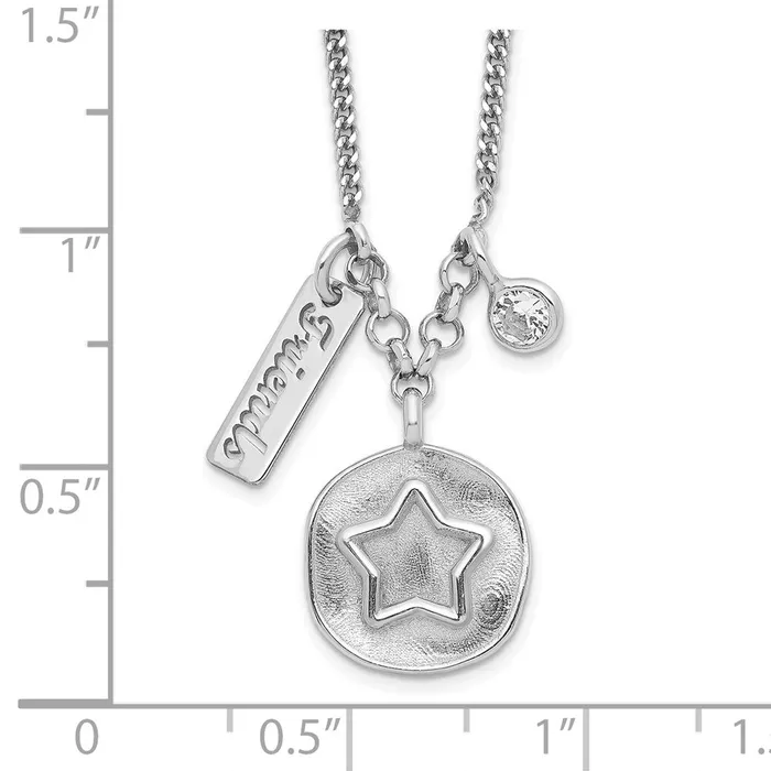 Sterling Silver Rhodiumplated Satin StarFriendsCZ w15in Ext NecklaceWBCQG620616 WB Choice Jewelry Necklaces Sterling Silver Rhodiumplated Satin StarFriendsCZ w15in Ext NecklaceWBCQG620616 WB Choice Jewelry Necklaces
