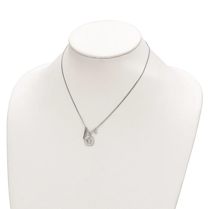 Sterling Silver Rhodiumplated Satin StarFriendsCZ w15in Ext NecklaceWBCQG620616 WB Choice Jewelry Necklaces Sterling Silver Rhodiumplated Satin StarFriendsCZ w15in Ext NecklaceWBCQG620616 WB Choice Jewelry Necklaces