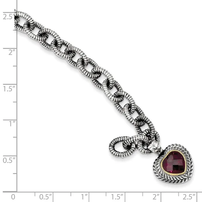 Sterling Silver w14k Rhodolite Garnet Heart BraceletWBCQTC398 WB Choice Jewelry Bracelets Sterling Silver w14k Rhodolite Garnet Heart BraceletWBCQTC398 WB Choice Jewelry Bracelets