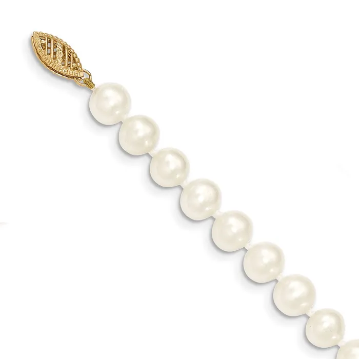 WB Choice Jewelry 14k 78mm White Near Round Freshwater Cultured Pearl NecklaceWBCWPN07024 Necklaces WB Choice Jewelry 14k 78mm White Near Round Freshwater Cultured Pearl NecklaceWBCWPN07024 Necklaces
