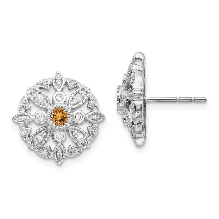 WB Choice Jewelry 14k White Gold Diamond and Citrine Fancy EarringsWBCEM3942CI020WA Earrings WB Choice Jewelry 14k White Gold Diamond and Citrine Fancy EarringsWBCEM3942CI020WA Earrings