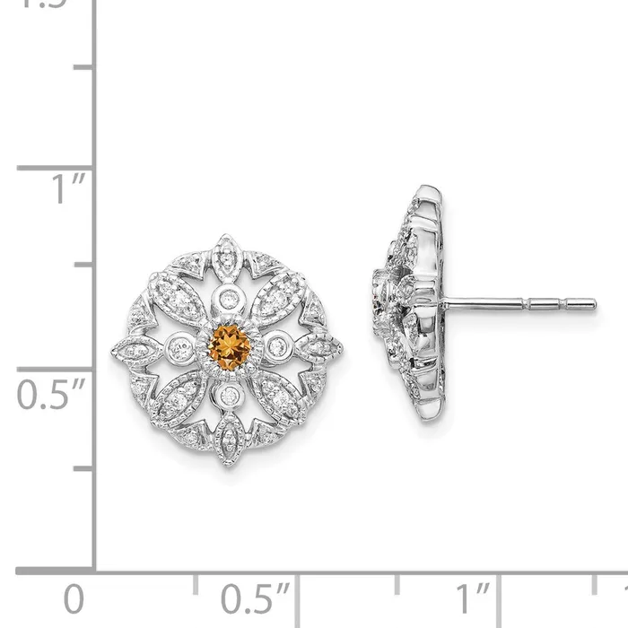 WB Choice Jewelry 14k White Gold Diamond and Citrine Fancy EarringsWBCEM3942CI020WA Earrings WB Choice Jewelry 14k White Gold Diamond and Citrine Fancy EarringsWBCEM3942CI020WA Earrings