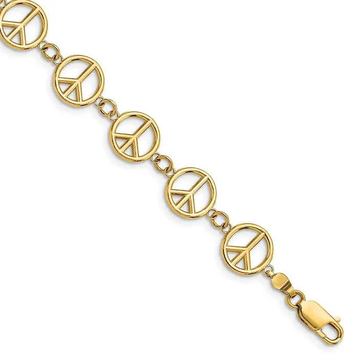 WB Choice Jewelry Bracelets 14k Polished Peace Sign BraceletWBCFB158975 WB Choice Jewelry Bracelets 14k Polished Peace Sign BraceletWBCFB158975