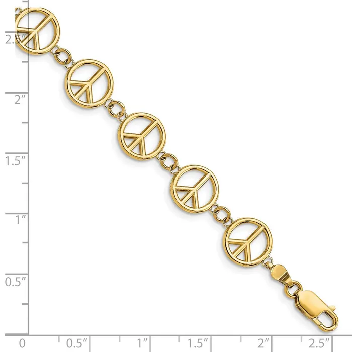 WB Choice Jewelry Bracelets 14k Polished Peace Sign BraceletWBCFB158975 WB Choice Jewelry Bracelets 14k Polished Peace Sign BraceletWBCFB158975