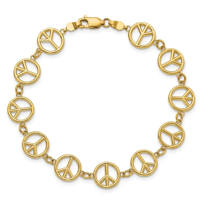 WB Choice Jewelry Bracelets 14k Polished Peace Sign BraceletWBCFB158975 WB Choice Jewelry Bracelets 14k Polished Peace Sign BraceletWBCFB158975