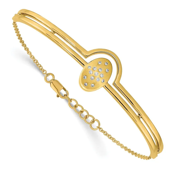 WB Choice Jewelry Bracelets 14k Satin and Polished Diamond Oval wBar 7in w5in ext BraceletWBCBM6868009YA WB Choice Jewelry Bracelets 14k Satin and Polished Diamond Oval wBar 7in w5in ext BraceletWBCBM6868009YA