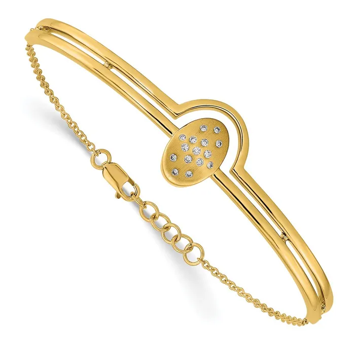WB Choice Jewelry Bracelets 14k Satin and Polished Diamond Oval wBar 7in w5in ext BraceletWBCBM6868009YA WB Choice Jewelry Bracelets 14k Satin and Polished Diamond Oval wBar 7in w5in ext BraceletWBCBM6868009YA